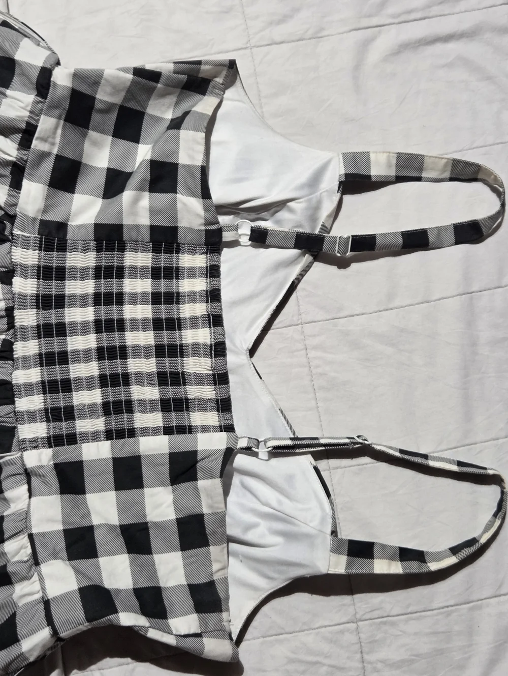 Retro Chic Black and White Gingham Smocked Sundress - Picture 11 of 12